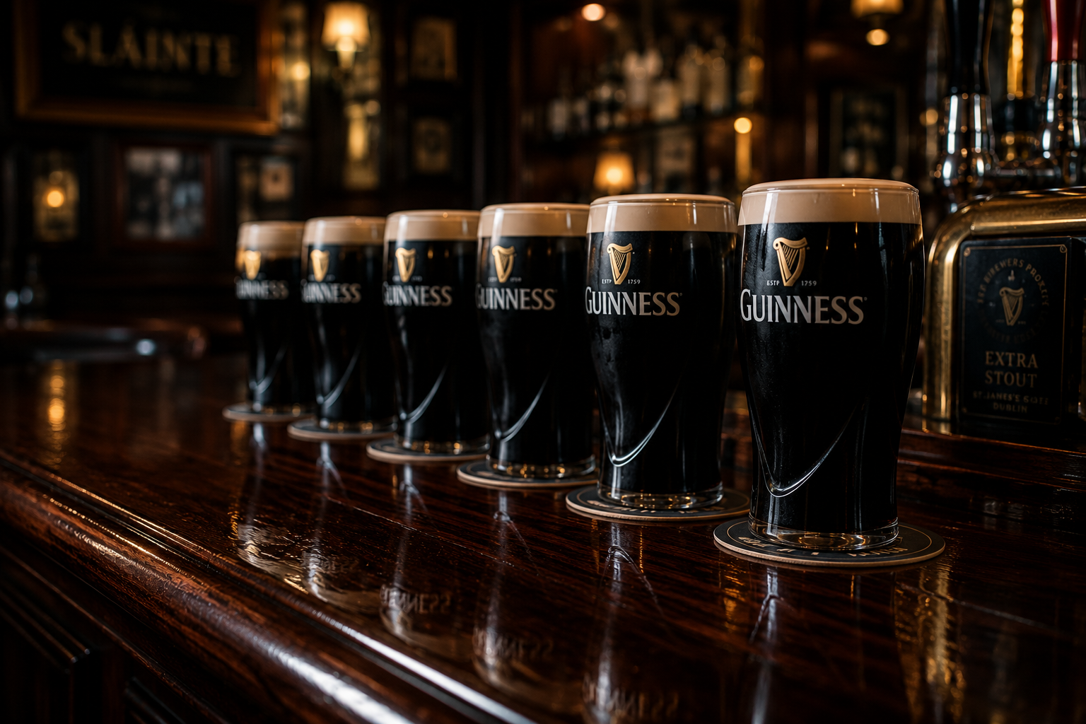 Bar counter with pints