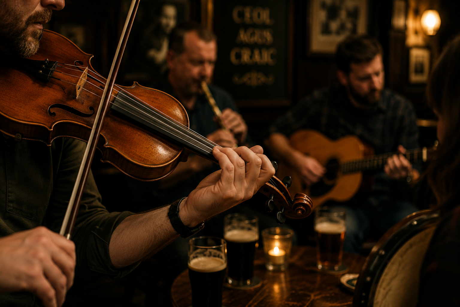 Musicians playing a traditional session