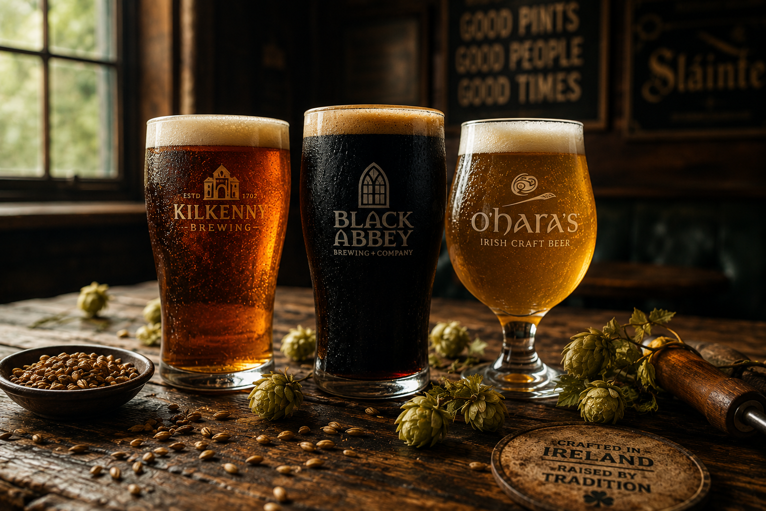 Craft beer taps in Kilkenny